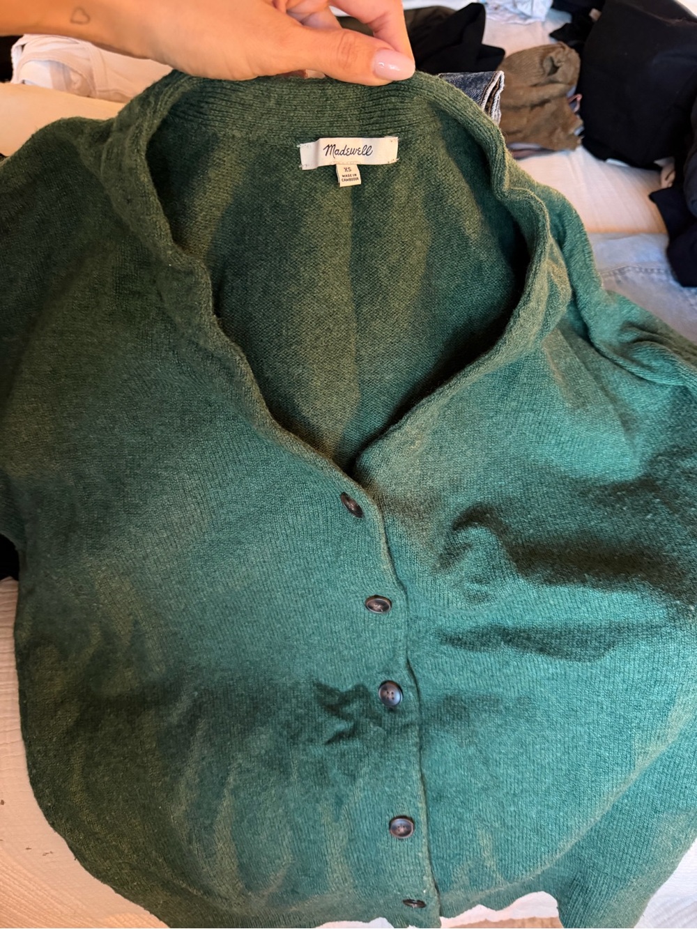 Madewell Emerald Green Button-Up Cardigan